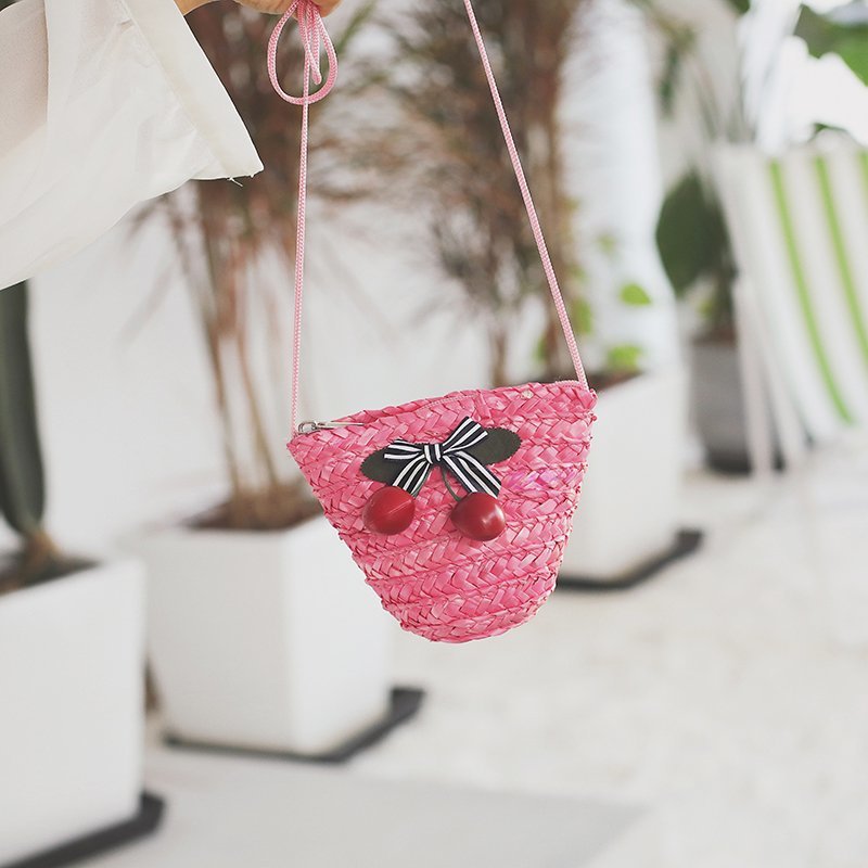 Fabrik Großhandel neue süße Kirsche Stroh Tasche Geldbörse Sommer Crossbody Stroh Tasche gewebte Tasche Urlaub Strandtasche_voghion.com