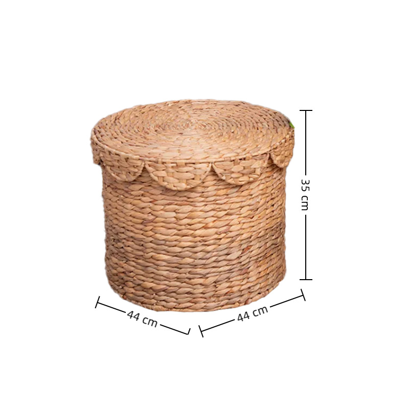 Personalizado Amazon nuevo producto encaje gran capacidad barril de almacenamiento hierba de calabaza canasta de ropa sucia cilíndrica color original almacenamiento de hierba de calabaza