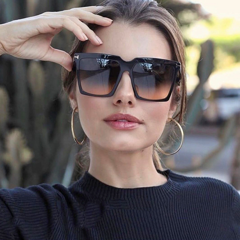 T-shaped square sunglasses 2023 new ins concave shape sunglasses women's trendy anti-UV concave shape sunglasses