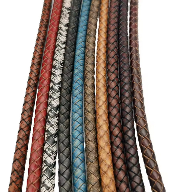 Factory direct anti-old round multi-strand braided rope 3/4/5/6 DIY jewelry accessories bracelet necklace cowhide rope