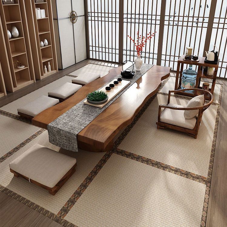 Mesa y silla de té de tatami de madera sólida combinación de tabla de té de madera de tronco, mesa de té Zen, mesa larga, mesa baja, balcón, nuevo medio image 9