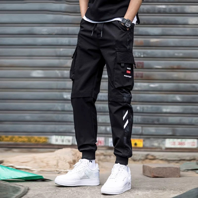 Casual oversized cargo trousers, Korean retro 2025 trend, black, sizes S–5XL