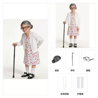 万圣节儿童cos老太太套装演出服走秀搞怪Grandma造型扮演