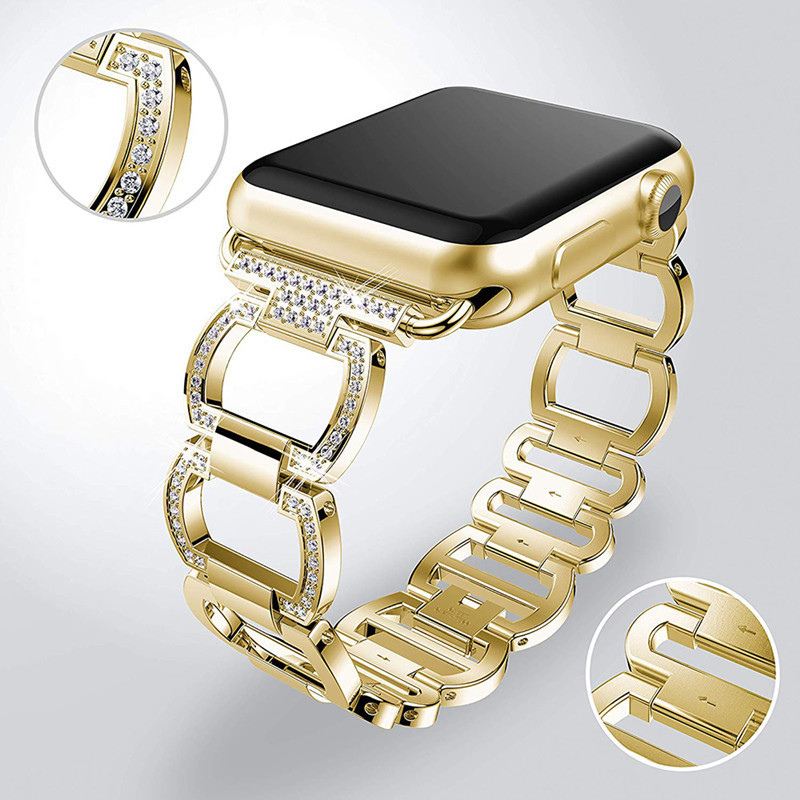 For Apple Watch Series 5 4 3 SE 6 metal stainless steel Diamond Strap