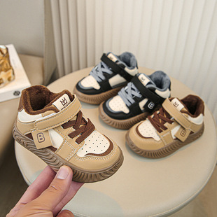 Baby shoes 2024 autumn and winter new fleece-lined thick boys cotton shoes baby toddler shoes winter children's shoes girls