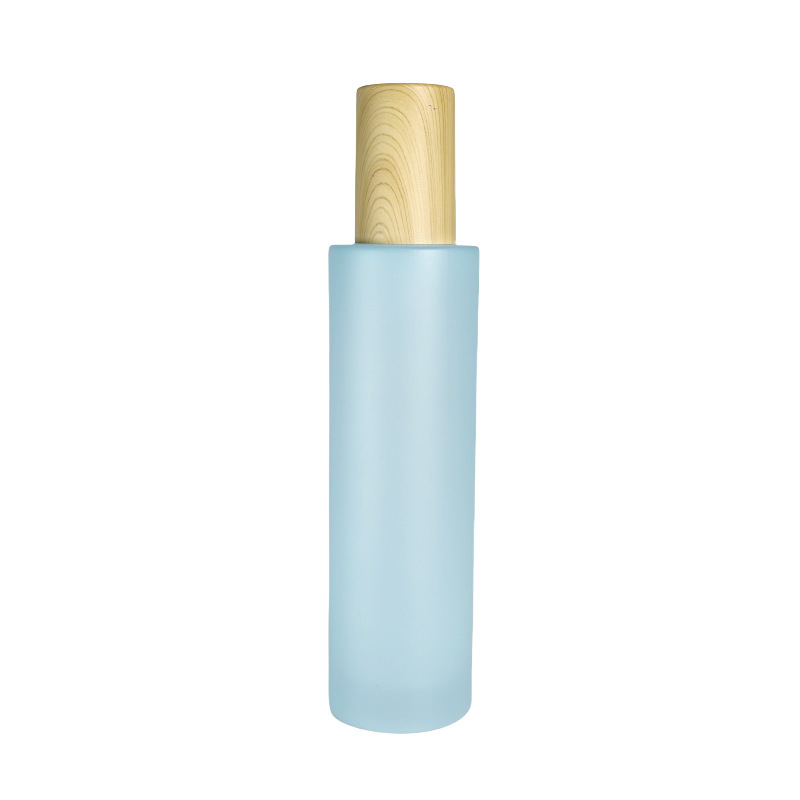 木目調カバー 24歯 150ml フラットショルダー スプレーローションボトル 厚底エッセンス 透明ボトル 真空ボトル|undefined