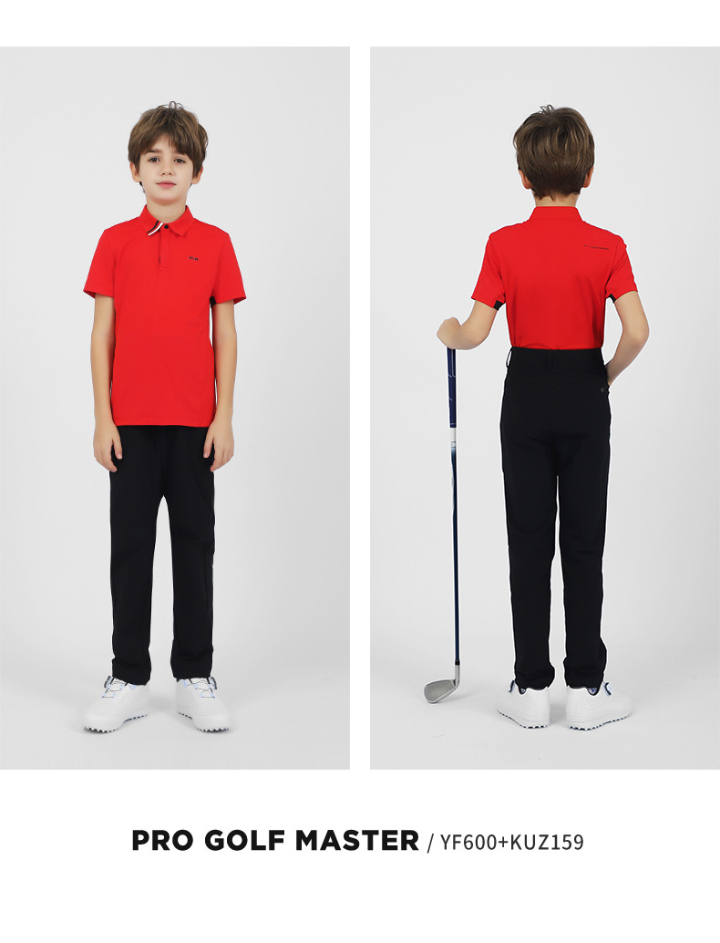Áo thun ngắn tay golf trẻ em PGM – form thoải mái, mặc xuân hè — YF600-màu trắng, YF600-màu đỏ, YF600-màu xanh nước biển chi tiết 11