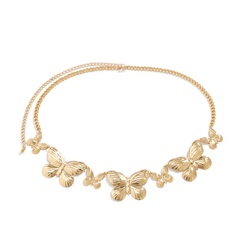 European and American cross-border jewelry punk three-dimensional splicing single-layer butterfly waist chain for women simple geometric versatile body chain