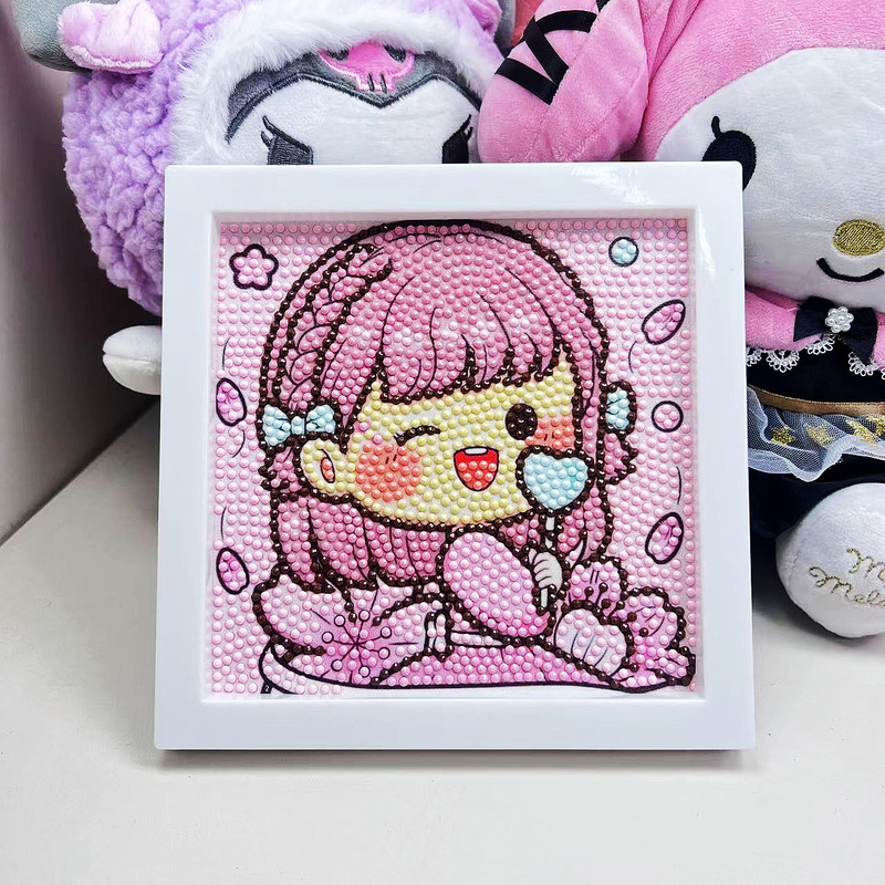 New Cartoon Diamond Painting with Frame Kidsren's Handmade DIY Diamond Stickers Bedroom Decoration Material Package Dot Diamond Paste