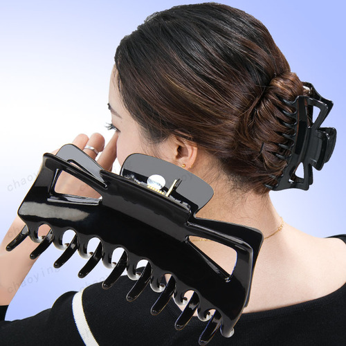 DIY Cream Glue Puffy Hair Clip Accessories – Black Mini Geometric Small Claw Clips, Traceless Bangs Clips