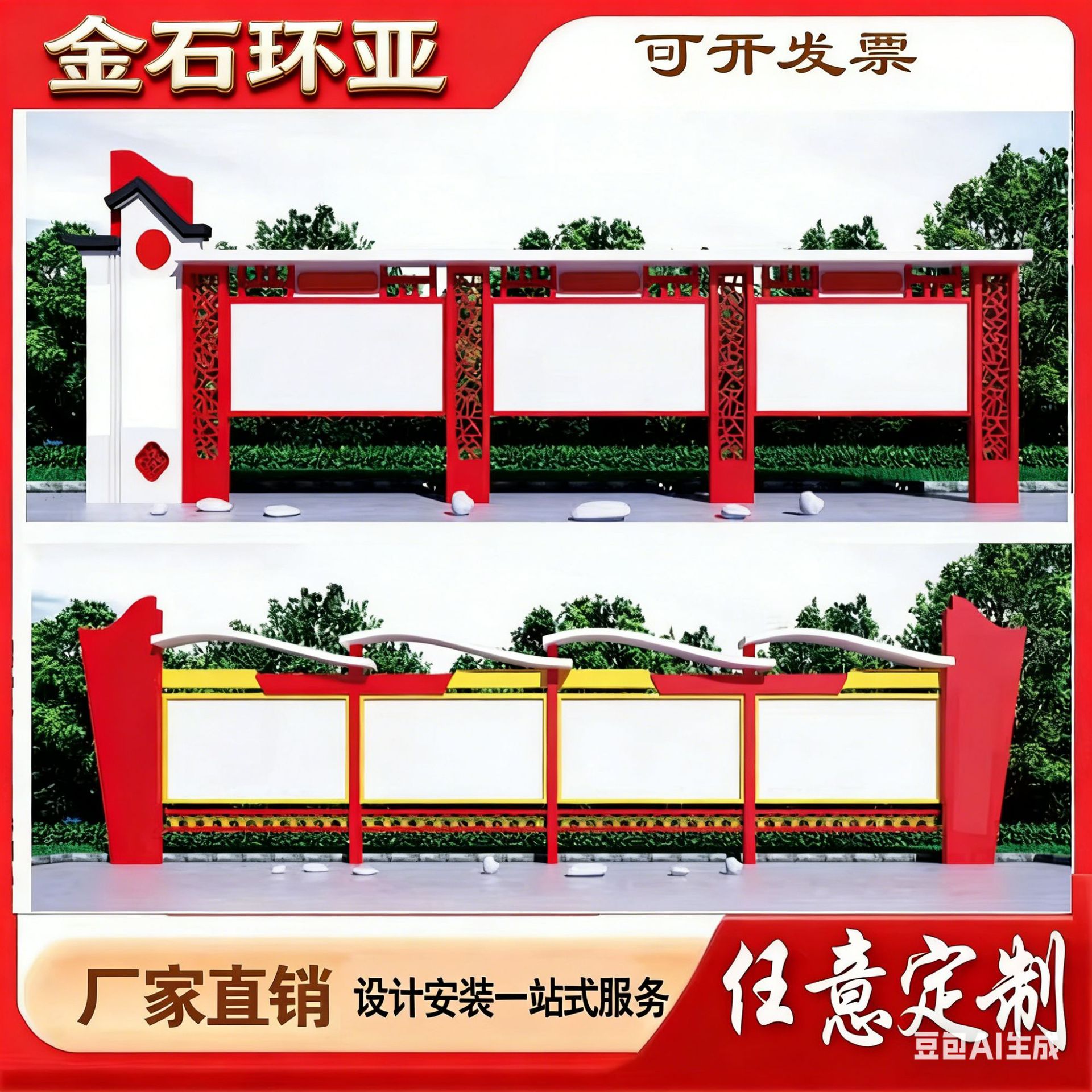 党建宣传栏制做社会主义核心价值观标牌铁艺烤漆乡村振兴党建雕塑