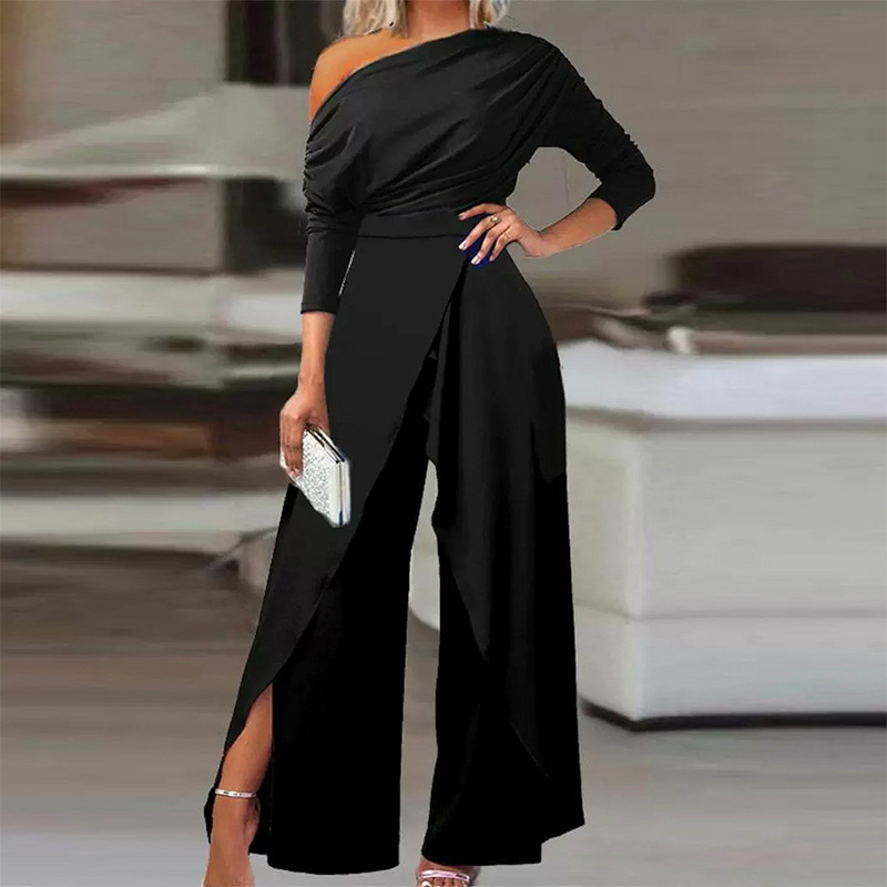 2026 verano de la nueva moda de mujer transfronteriza europea y americana camiseta de cintura alta de color sólido camiseta de piernas anchas