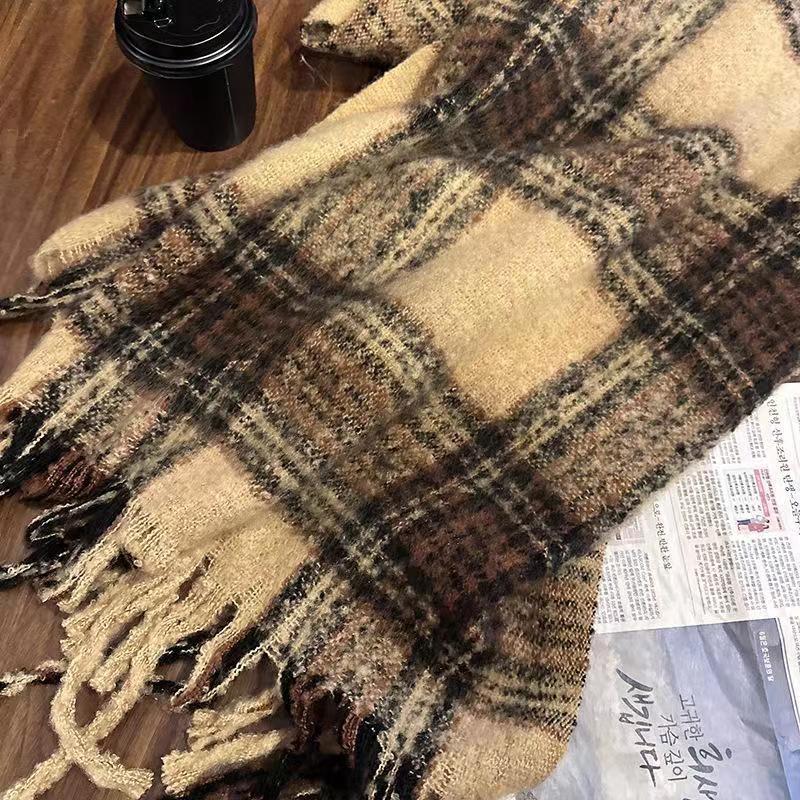 Melads neue Atmosphäre kariert ist vielseitig Frauen, mit einem Studentenschal mit vergrößerten Quasten und extra dick_voghion.com