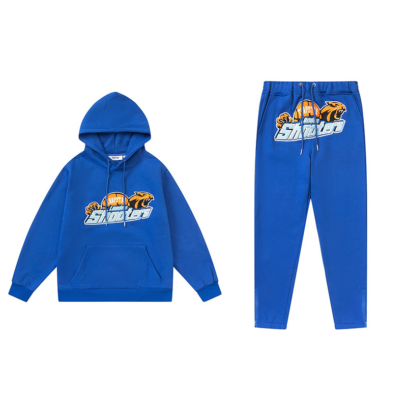 Trapstar Rainbow degradado carta cabeza de tigre bordado con capucha suéter pantalones largos deportes casual traje forrado de lana
