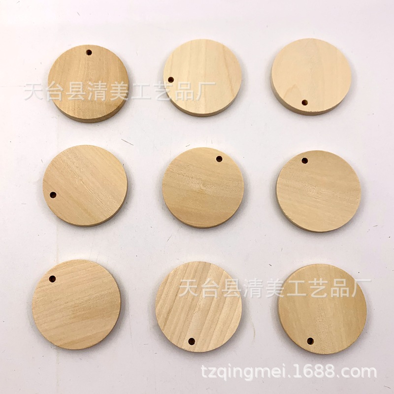 25/38/50mm de madera con agujeros pieza redonda de madera de 5mm de espesor colgante de bricolaje accesorios decorativos