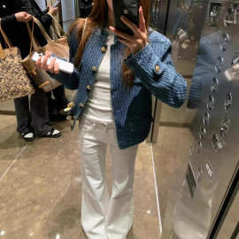 法式复古高级感小香风外套女春秋季短款立领开衫休闲百搭上衣夹克