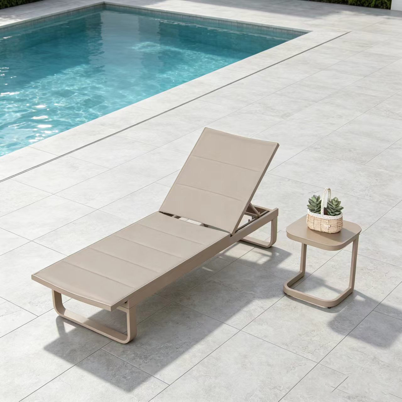 Silla de piscina, silla de playa anticorrosión de aleación de aluminio, tumbona de piscina de alta gama para hoteles y B&B, tumbona portátil image 8