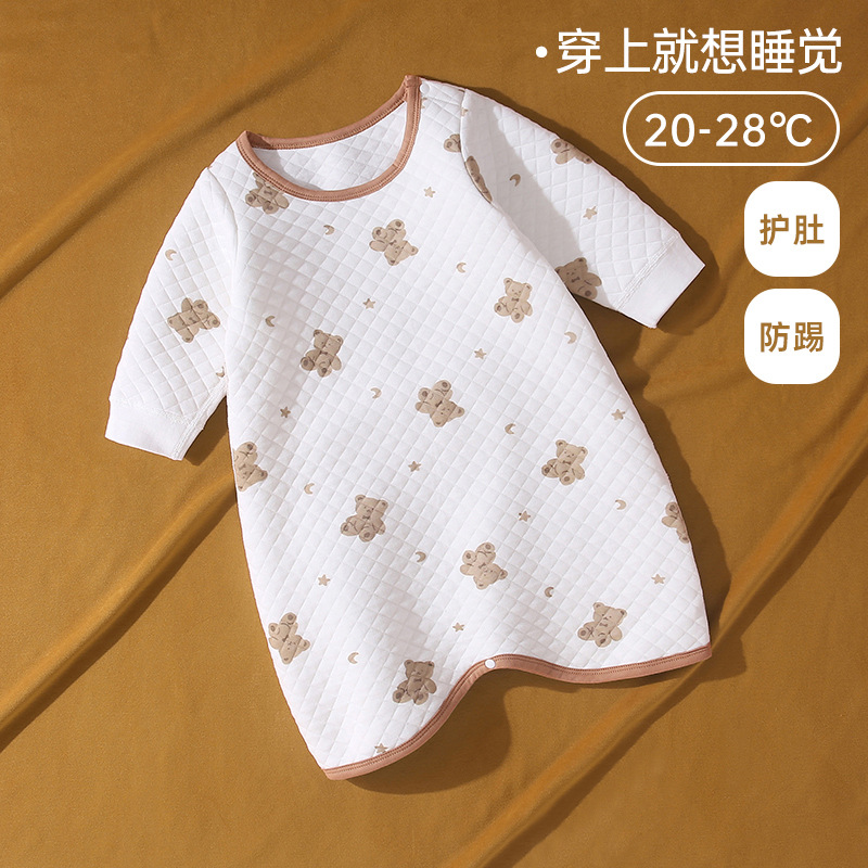 婴儿睡衣春秋季女宝宝防着凉睡裙护肚防踢秋冬天长袖居家服连体衣