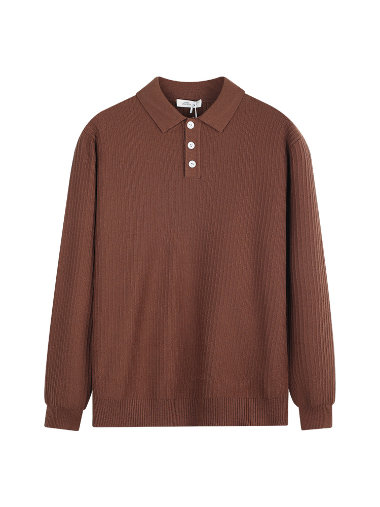 El estilo antiguo de la ropa de hombre suéter de punto hombre lujo ligero alto sentido de negocios con tapa polo americano otoño invierno