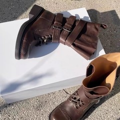 复古英伦风马丁靴女2025皮带扣甜酷风机车厚底西部骑士靴休闲百搭