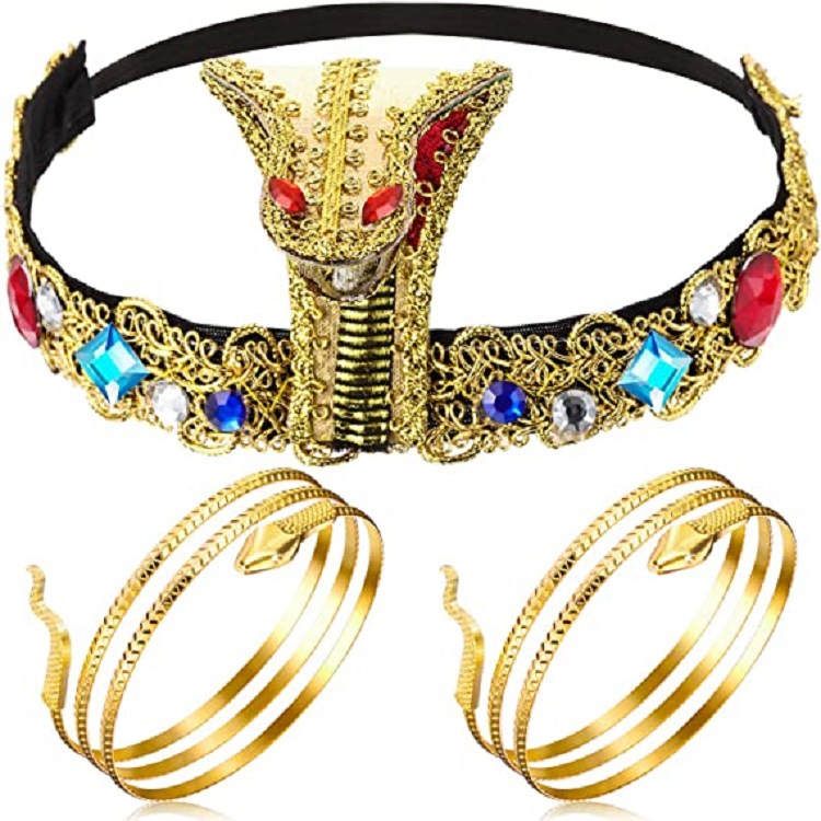 Halloween Cleopatra headwear ropa egipcia de las mujeres accesorios oro con cuentas diadema Faraón