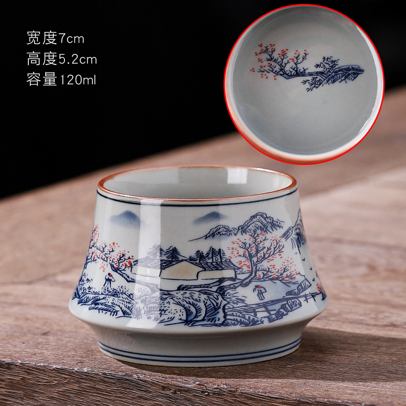 Taza de cerámica retrógrada de color azul taza de hogar taza de bebida taza personal de gran capacidad taza de té cocinada horno taza de té