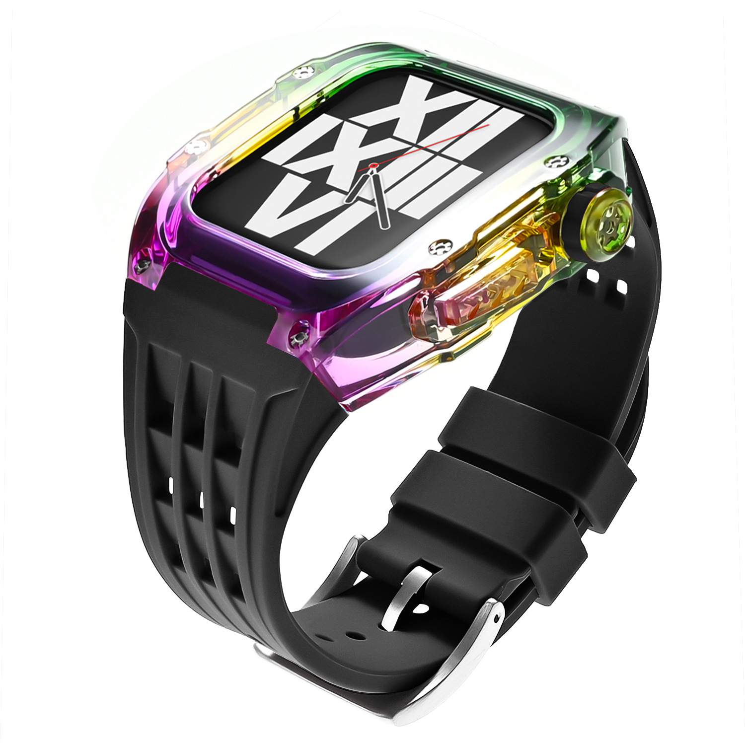 [핀버클] 레인보우 그라데이션 쉘-블랙 스트랩