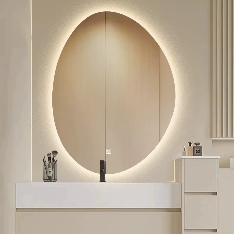 LED Bathroom Mirror Asymmetrical Shaped Mirror Smart Mirror Elliptical Mirror Wall-mounted Washing Basin Lamp Mirror