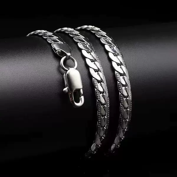 Temu New Men's 5mm Necklace Nk Encrypted Embossed Cuban Necklace Stainless Steel Fashion Trendy Bracelet Set