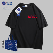 NASA联名款简约字母印花百搭夏季男士短袖纯棉宽松男装T恤情侣