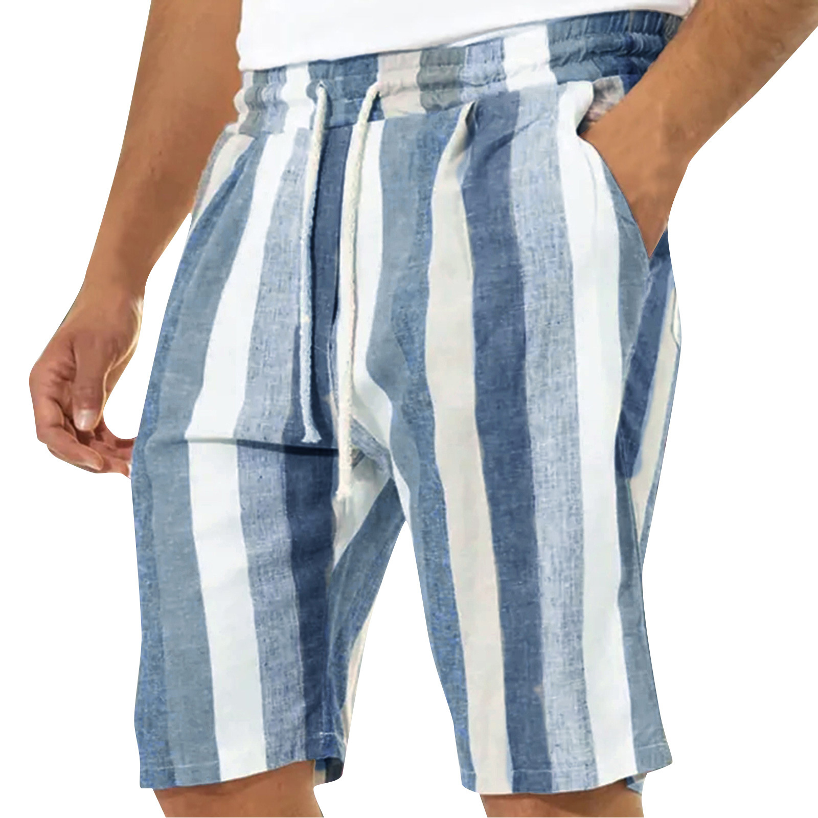 Short capris léger et décontracté pour hommes, avec cordon de serrage à la taille élastique, poche de ceinture de yoga de plage_voghion.com