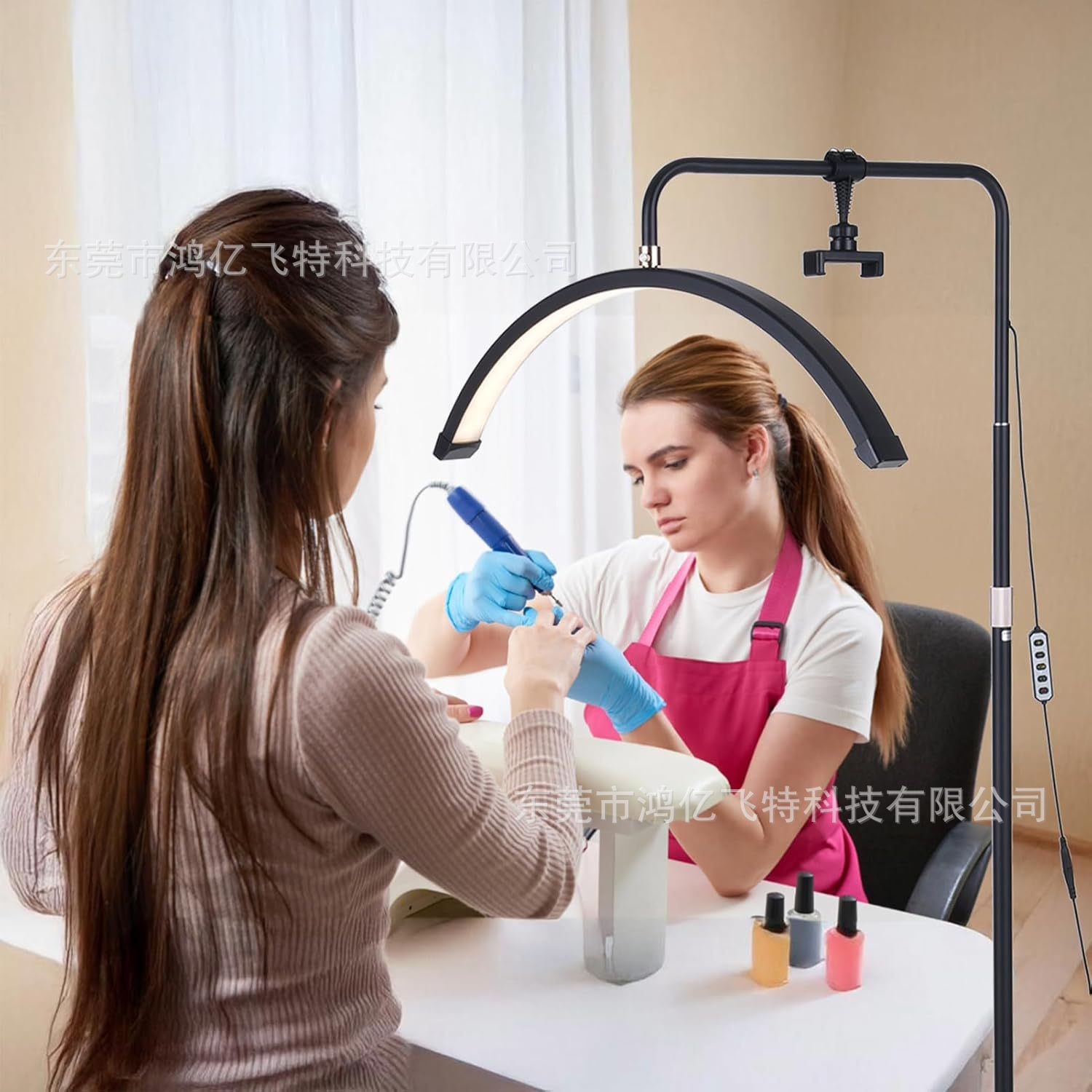 Lámpara de belleza transfronteriza de 24 pulgadas y medio mes Lámpara de pie en forma de U Lámpara de relleno Lámpara de belleza para uñas y pestañas