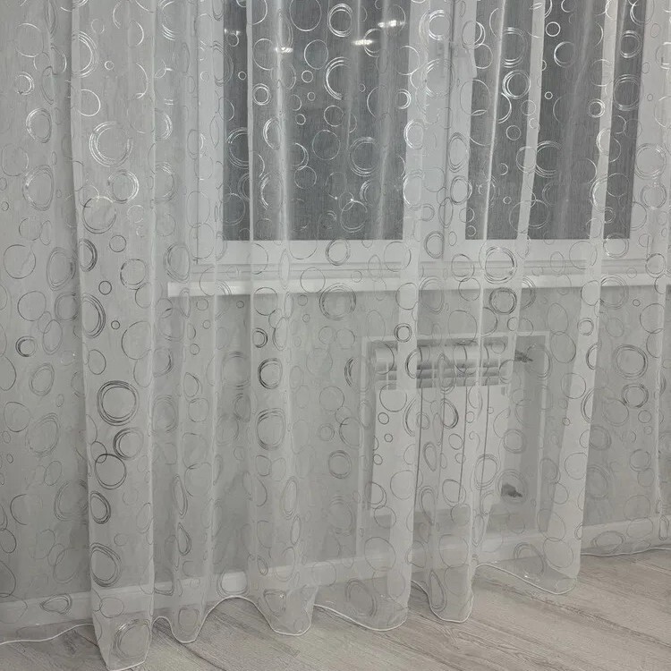 Ozone Wild Berry Amazon Foreign Trade Cross-Border Exclusive Gold-Plated Silver Circle Window Screen Manufacturer Direct Supply Finished Curtain Fabric