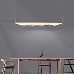 A modern minimalist art creative bar counter office lighting with a long pendant lamp for a new Chinese Zen-style restaurant personality tea room