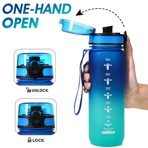 1L Large Capacity Direct Drinking Sports Water Cup 32oz Gradient Space Cup Student Summer Outdoor Plastic Water Cup