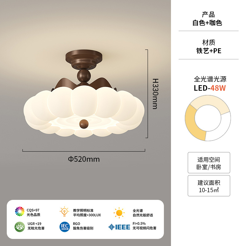[Seleccionado cuidadosamente] Luz de habitación de luz de sensación premium retro 2025 nueva luz de techo semi-colgante de habitación de princesa de corona de estilo crema