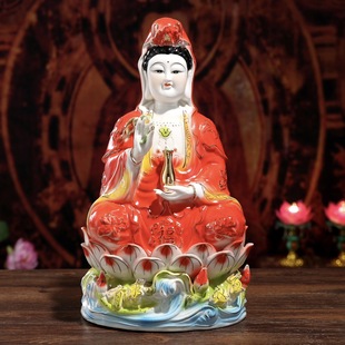 Ceramic Red Clothes Guanyin South Sea Guanyin Bodhisattva Buddha Statues Guanyin Bodhisattva Green Clothes Guanyin Bodhisattva Buddha Statues Ornaments