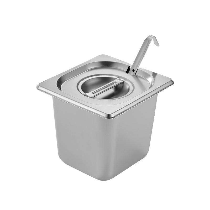 6 porciones en 1 cuenca de acero inoxidable con cubierta rectangular caja de fracción de plato especial para la tienda de té de leche suministros de caja de mermelada