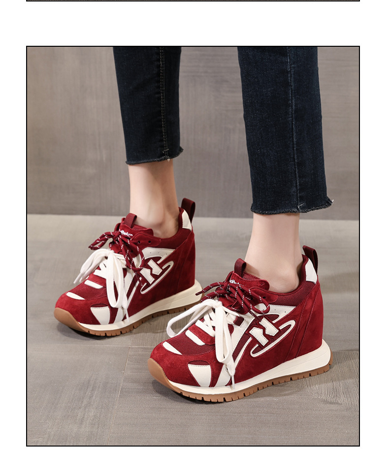 Giày sneaker nữ đế dày tăng chiều cao phong cách thể thao — màu be chi tiết 13