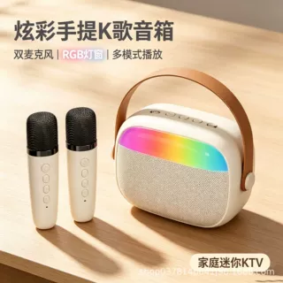 源头工厂炫彩手提 K 歌蓝牙音箱 单双麦可选蓝牙 5.3 便携音响