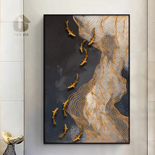 抽象线条新中式客厅装饰画轻奢高级感餐厅玄关酒店样板间挂画大幅