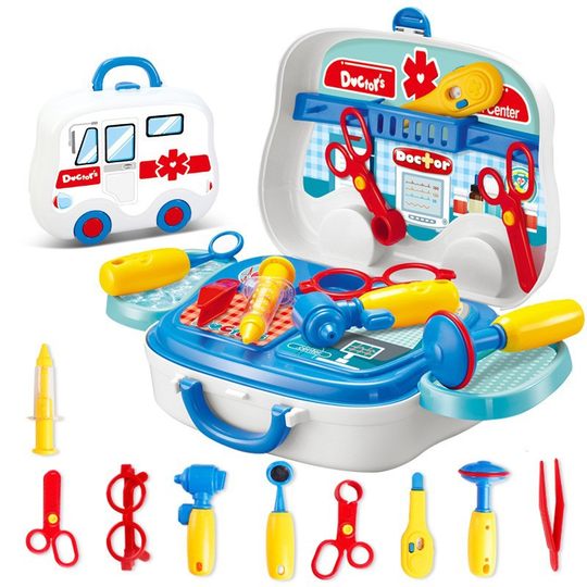 Children's Kitchen Tableware Dresser Cashier Tools Doctor's Hand-held Suitcase Toy Set