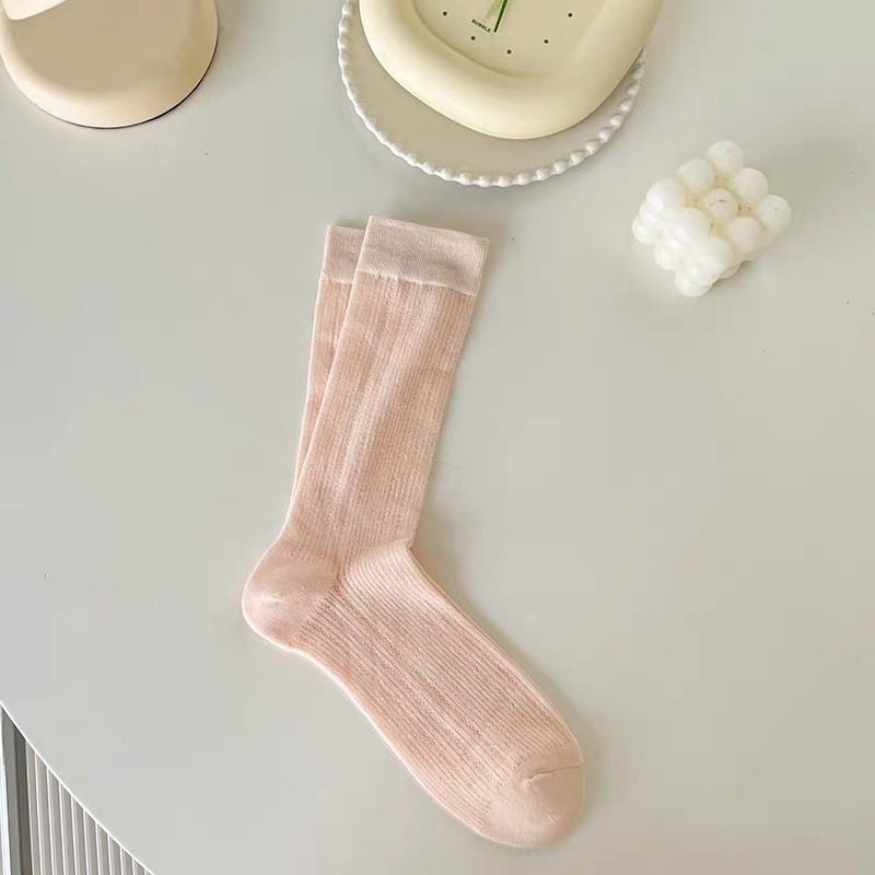 女性用夏用ソックス、薄手のミッドカーフソックス、韓国風純綿パイルソックス、卸売スイートスタイル中空メッシュストッキング、トレンディソックス|undefined