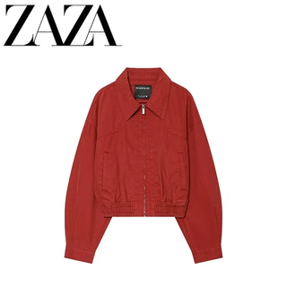 ZAZA 自制欧美风 批发女装时尚百搭气质时髦红色翻领廓形短款外套