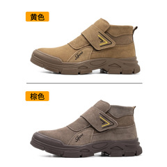 High-density safety shoes for men, spring anti-heat welding worker protective shoes, anti-puncture, anti-strike, wear-resistant, lightweight, safe work shoes