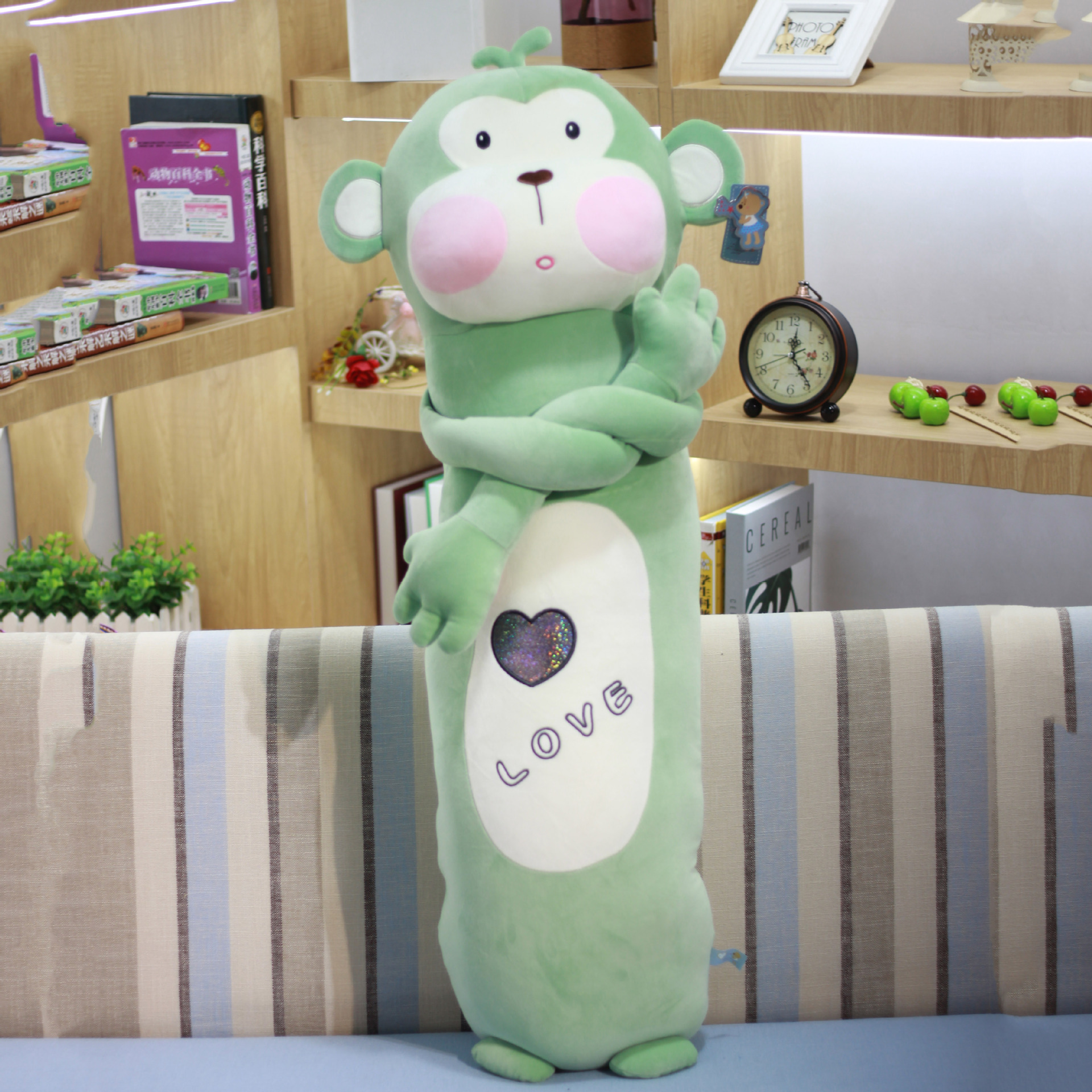 Inventario nuevo cólico intestinal lindo mono estupefacto cuerpo largo almohada juguete de peluche muñeca regalo de cumpleaños del día de los niños