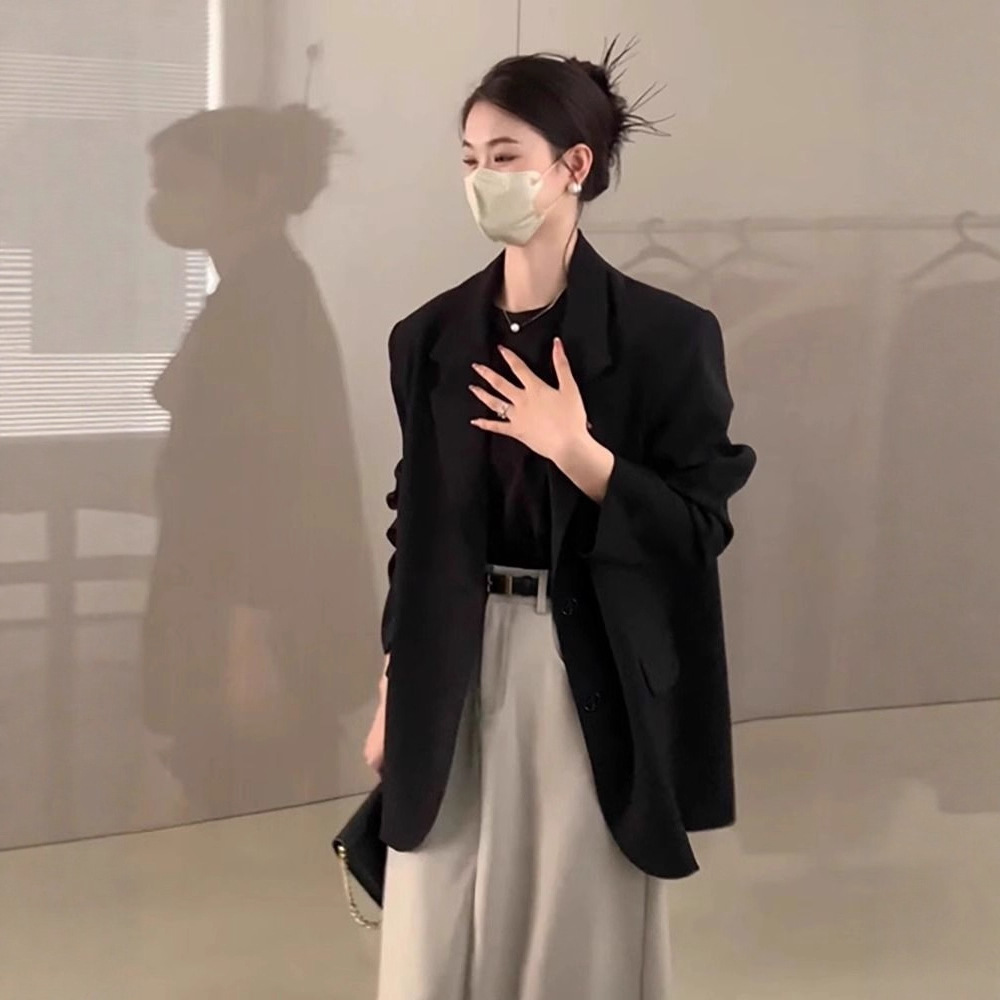 高级感黑色气质西装外套女2025新款春秋季小个子休闲宽松韩版西服