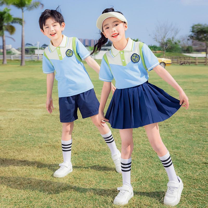 小學生校服夏季班服兒童學院夏天套裝畢業照一年級新款幼兒園園服