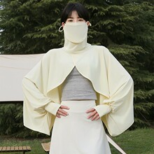 防晒遮阳披肩户外休闲百搭太阳防晒服女士大帽檐防紫外线斗篷披肩