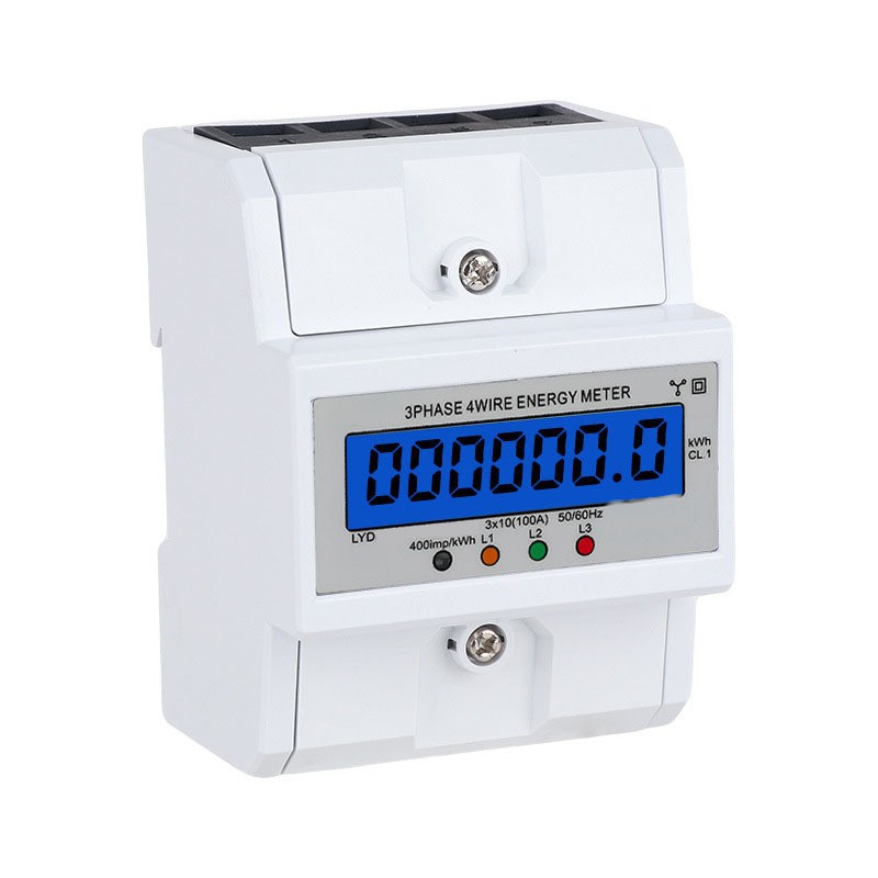 Medidor de carril de guía trifásico de comercio exterior de cuatro hilos Medidor de vatrometro electrónico de alta precisión Medidor de energía eléctrica industrial de 380V Medidor de carril de guía